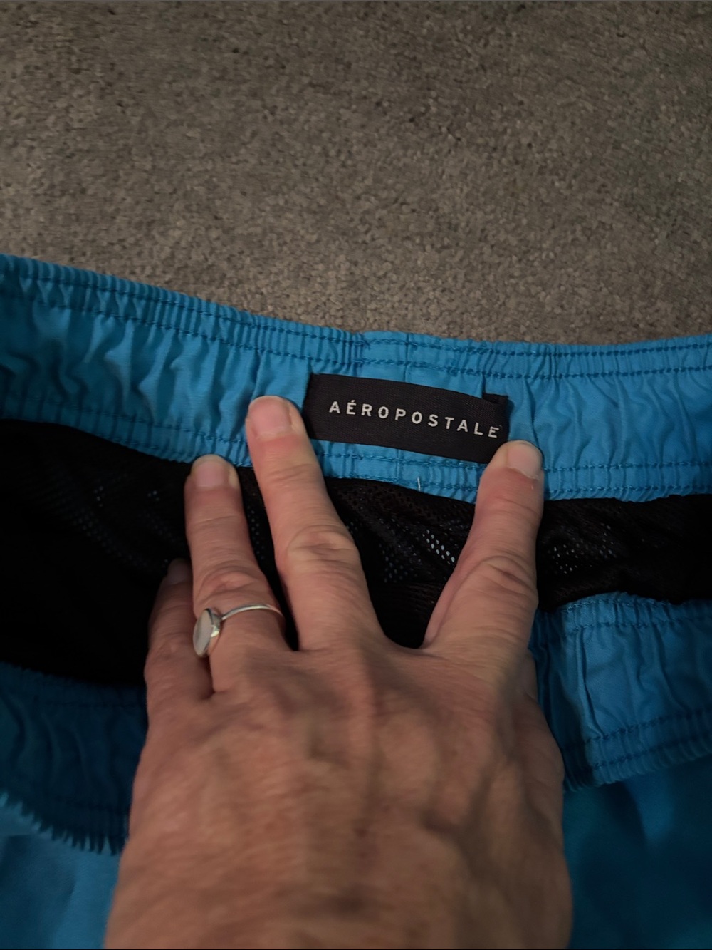Aeropostale Turquoise Swim Trunks with Black Drawstring